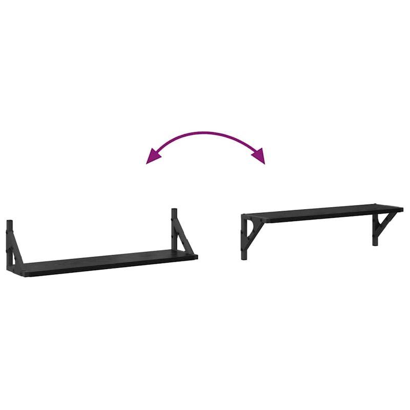 Casa si Gradina - Mobilier - Biblioteci si rafturi - Rafturi - Semele de perete cu raft 2 pcs Stejar Negru 60 x 15 x 15,5 cm - Infinity.ro