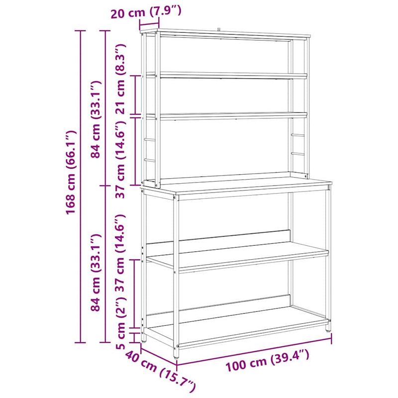 Casa si Gradina - Mobilier - Biblioteci si rafturi - Biblioteci - Raft de bucatarie Gri Sonoma 100 x 40 x 168 cm Lemn compozit - Infinity.ro