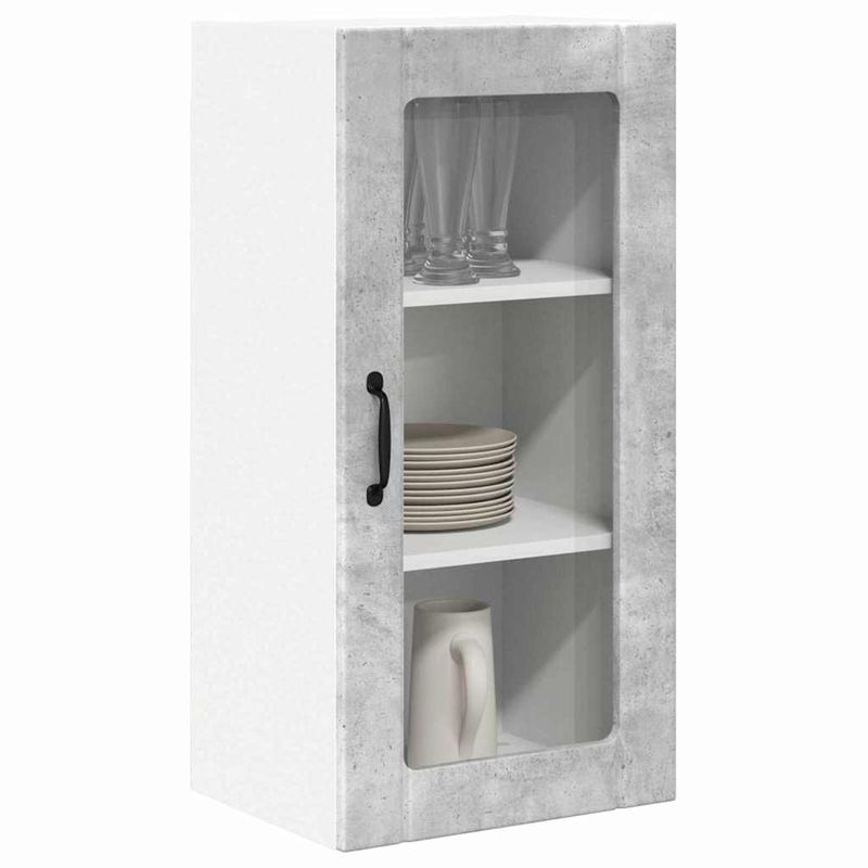 Casa si Gradina - Mobilier - Comode si corpuri - Corpuri bucatarie - Dulap suspendat de bucatarie cu raft cu usa 2 pcs Gri din beton - Infinity.ro