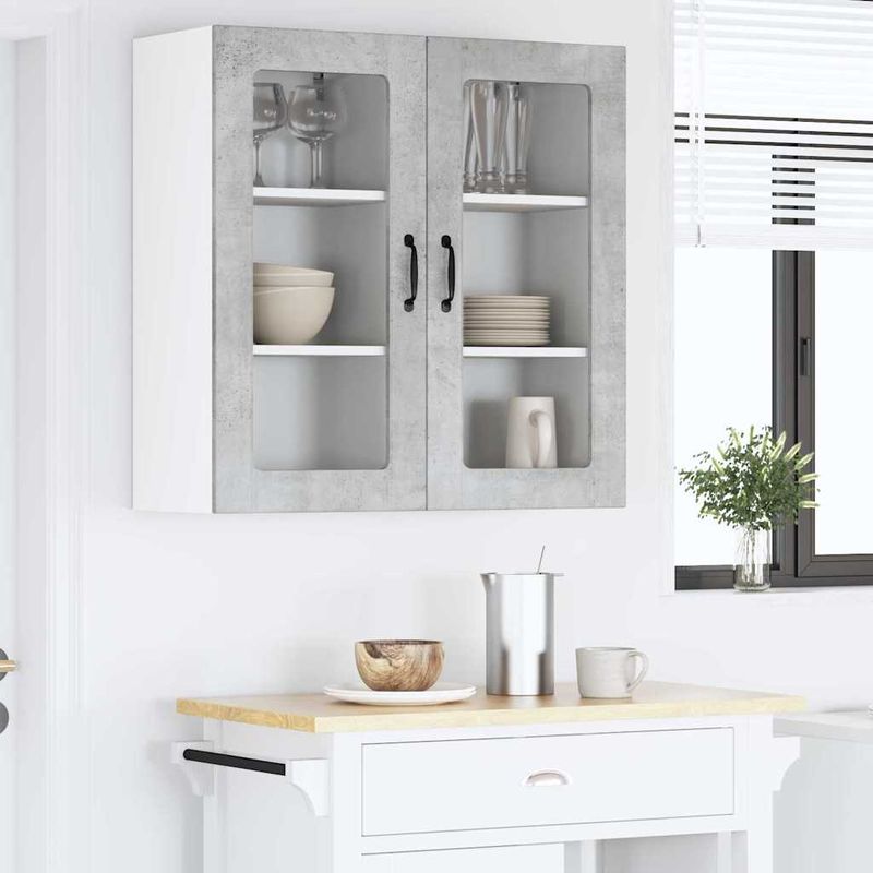 Casa si Gradina - Mobilier - Comode si corpuri - Corpuri bucatarie - Dulap suspendat de bucatarie cu raft cu usa 2 pcs Gri din beton - Infinity.ro