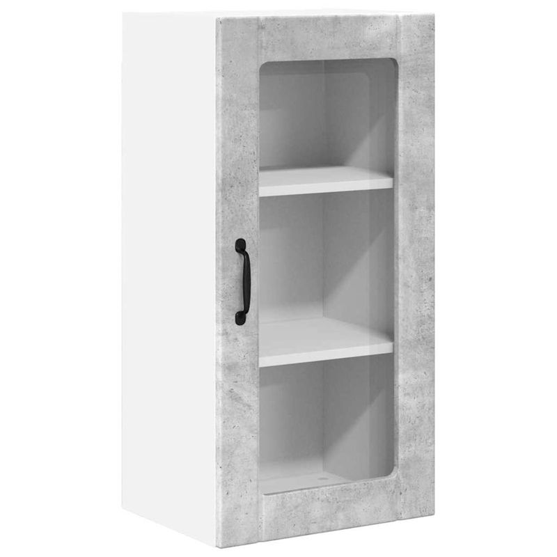 Casa si Gradina - Mobilier - Comode si corpuri - Corpuri bucatarie - Dulap suspendat de bucatarie cu raft cu usa 2 pcs Gri din beton - Infinity.ro