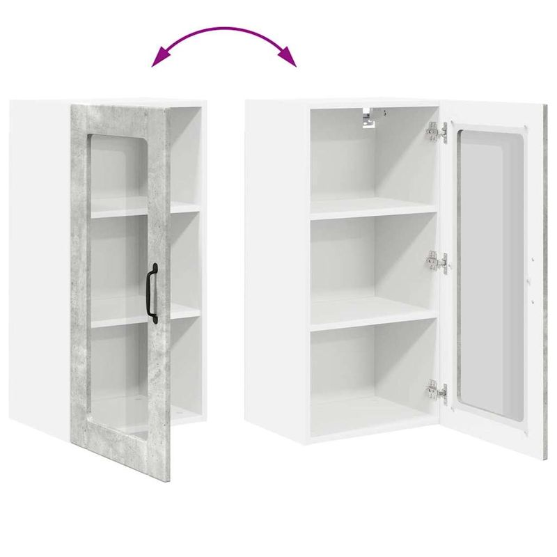 Casa si Gradina - Mobilier - Comode si corpuri - Corpuri bucatarie - Dulap suspendat de bucatarie cu raft cu usa 2 pcs Gri din beton - Infinity.ro