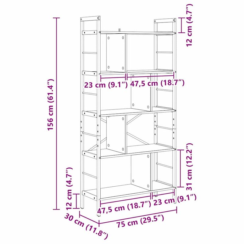 Casa si Gradina - Mobilier - Biblioteci si rafturi - Biblioteci - Raft pentru carti Lemn Vechi 75 x 30 x 156 cm Lemn compozit - Infinity.ro