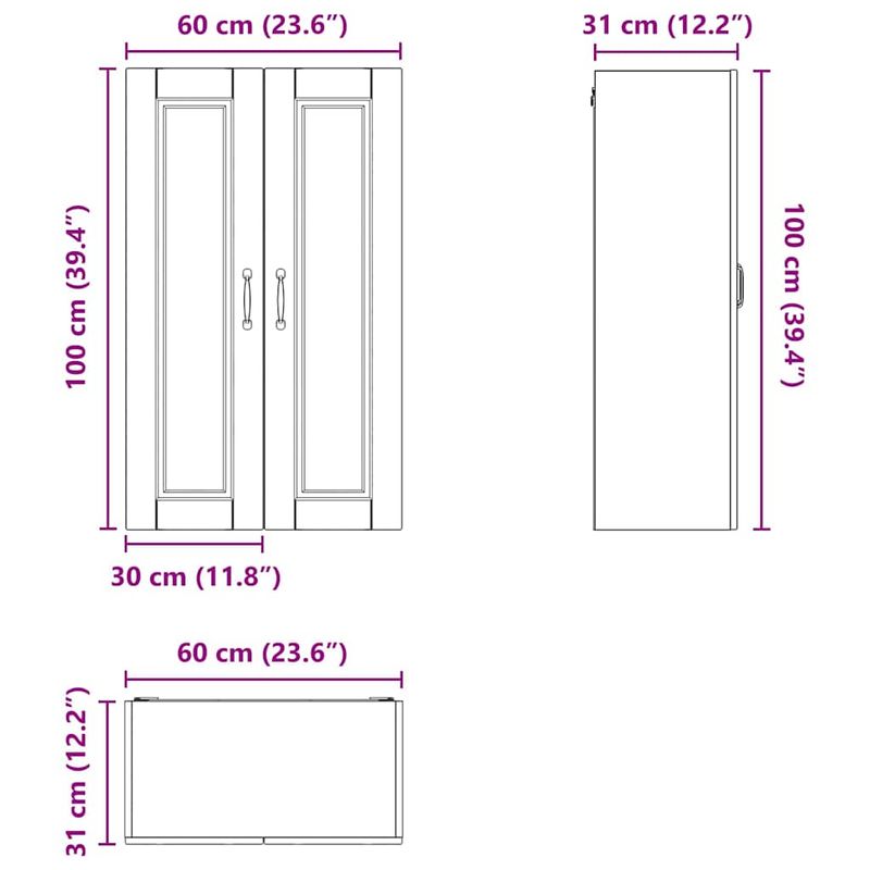 Casa si Gradina - Mobilier - Comode si corpuri - Corpuri bucatarie - Dulap suspendat de bucatarie cu usa Alb lucios 60 x 31 x 100 cm - Infinity.ro