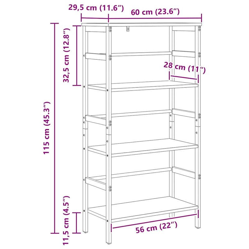 Casa si Gradina - Mobilier - Biblioteci si rafturi - Biblioteci - Raft pentru carti Gri Sonoma 60 x 29,5 x 115 cm Lemn compozit - Infinity.ro