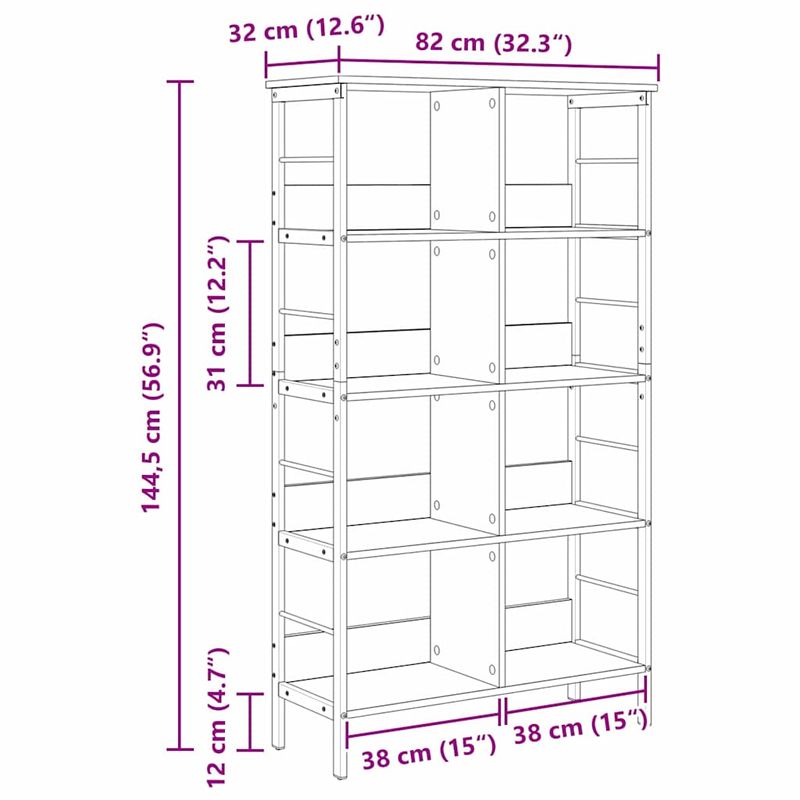 Casa si Gradina - Mobilier - Biblioteci si rafturi - Biblioteci - Raft pentru carti Stejar Artizanal 82 x 32 x 144,5 cm - Infinity.ro