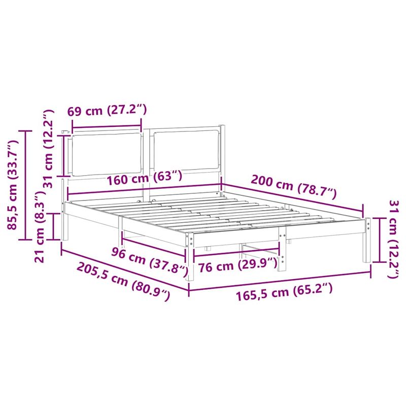 Casa si Gradina - Mobilier - Paturi si accesorii - Paturi - Cadru de pat Gri deschis 160 x 200 cm Lemn de pin masiv - Infinity.ro