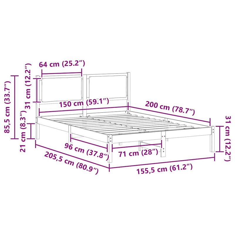Casa si Gradina - Mobilier - Paturi si accesorii - Paturi - Cadru de pat Gri deschis 150 x 200 cm Lemn de pin masiv - Infinity.ro