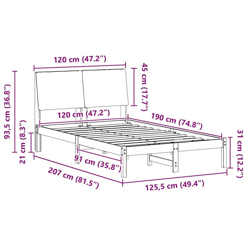 Casa si Gradina - Mobilier - Paturi si accesorii - Paturi - Cadru de pat Maroniu si taupe 120 x 190 cm Lemn masiv de pin - Infinity.ro