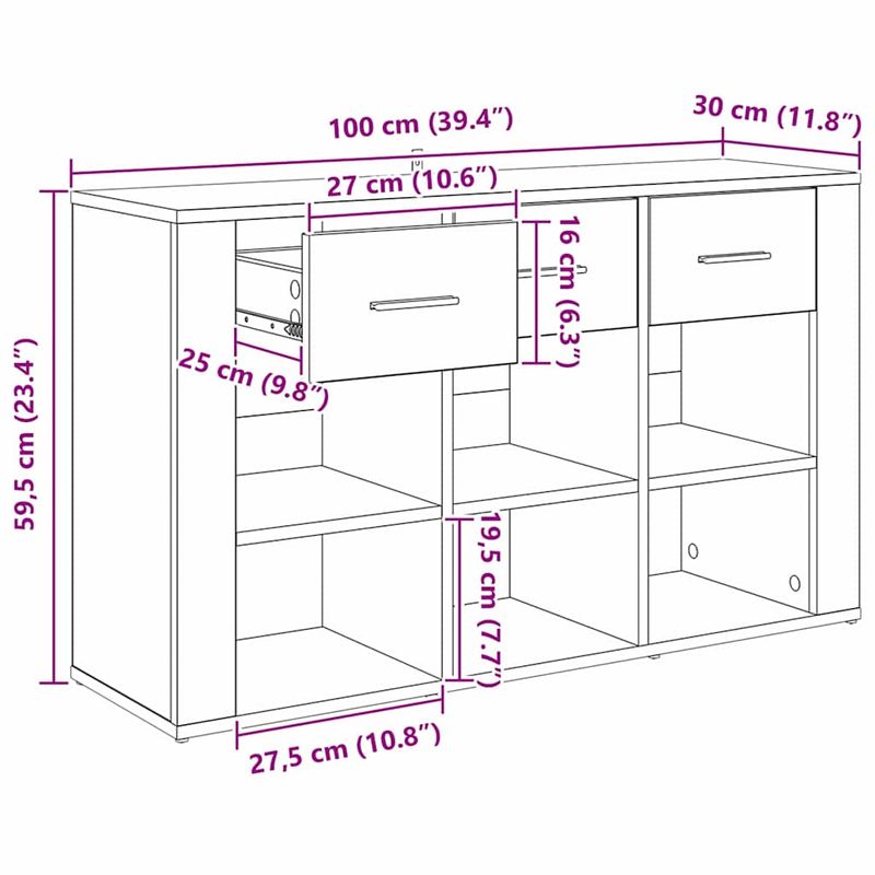 Casa si Gradina - Mobilier - Comode si corpuri - Comode - Bufet cu sertar Stejar Negru 100 x 30 x 59,5 cm Lemn compozit - Infinity.ro
