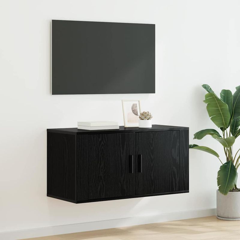 Casa si Gradina - Mobilier - Comode si corpuri - Comode - Dulap TV montat pe perete Stejar negru 80 x 34.5 x 40 cm - Infinity.ro