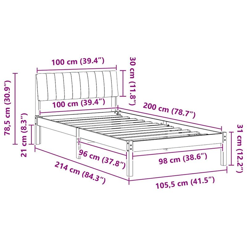 Casa si Gradina - Mobilier - Paturi si accesorii - Paturi - Cadru de pat Maro si gri deschis 100 x 200 cm Lemn masiv de pin - Infinity.ro