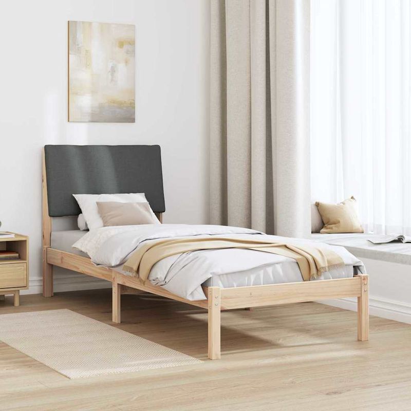 Casa si Gradina - Mobilier - Paturi si accesorii - Paturi - Cadru de pat maro si gri inchis 75 x 190 cm Lemn masiv de pin - Infinity.ro