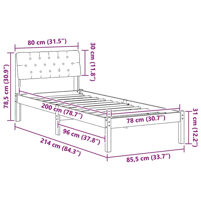 Casa si Gradina - Mobilier - Paturi si accesorii - Paturi - Cadru de pat Maroniu si taupe 80 x 200 cm Lemn masiv de pin - Infinity.ro