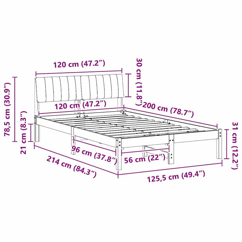 Casa si Gradina - Mobilier - Paturi si accesorii - Paturi - Cadru de pat Alb si gri deschis 120 x 200 cm Lemn masiv de pin - Infinity.ro