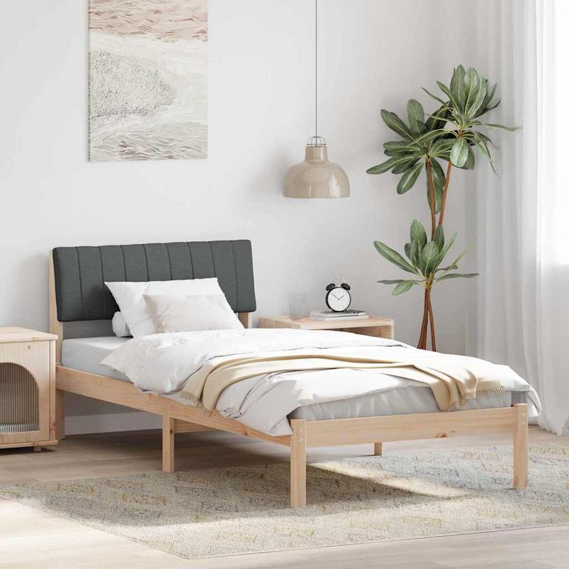 Casa si Gradina - Mobilier - Paturi si accesorii - Paturi - Cadru de pat maro si gri inchis 90 x 200 cm Lemn masiv de pin - Infinity.ro