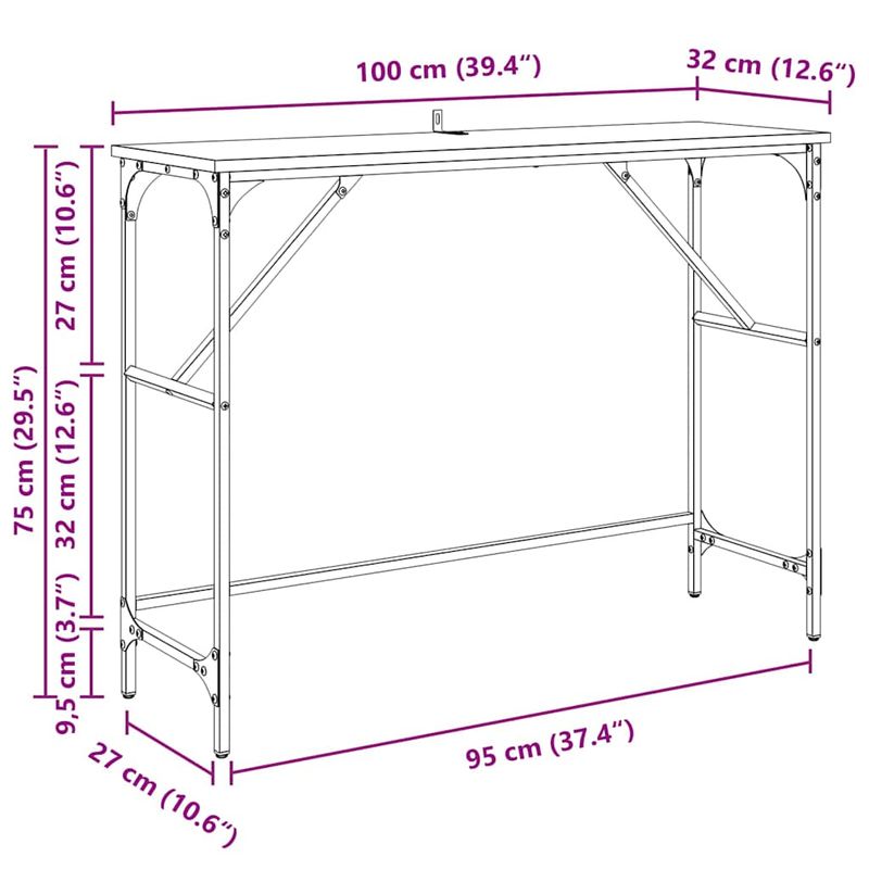 Casa si Gradina - Mobilier - Comode si corpuri - Noptiere - Masa de consola Stejar Artizanal 100 x 32 x 75 cm Lemn compozit - Infinity.ro