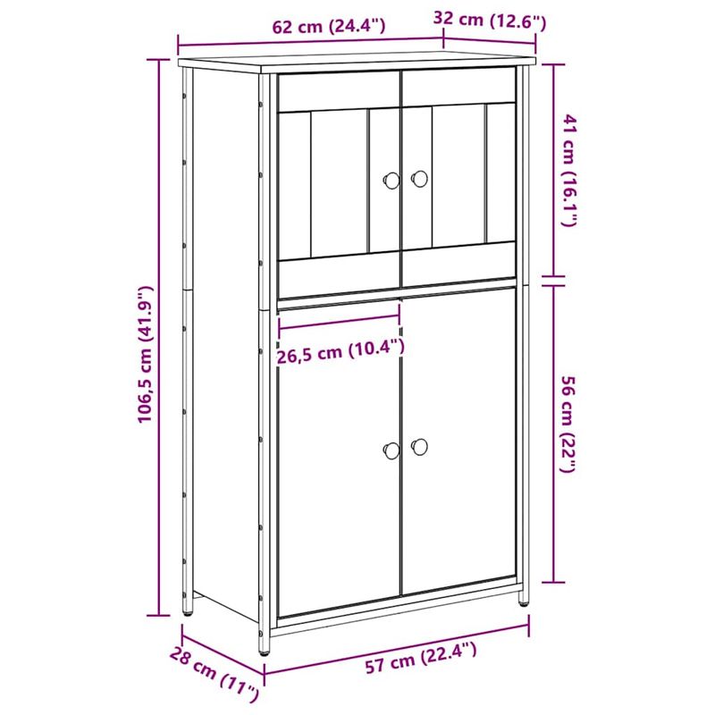 Casa si Gradina - Mobilier - Comode si corpuri - Comode - Bufet Lemn Vechi 62 x 32 x 106,5 cm Lemn compozit - Infinity.ro