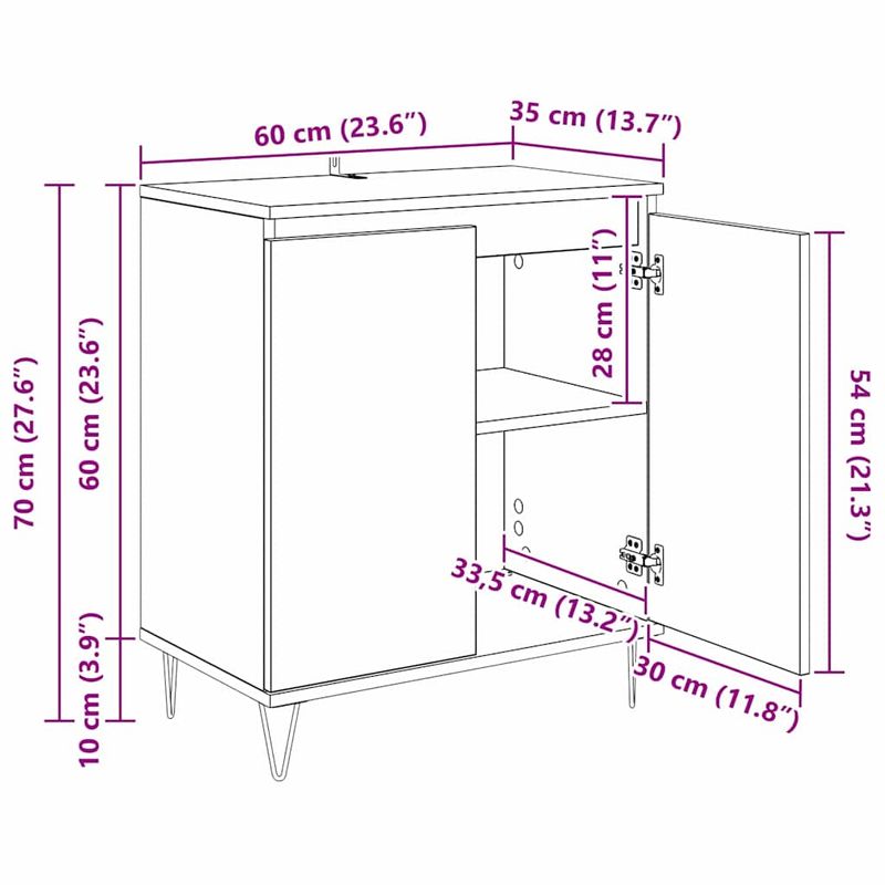 Casa si Gradina - Mobilier - Comode si corpuri - Comode - Bufet Lemn Vechi 60 x 35 x 70 cm Lemn compozit - Infinity.ro