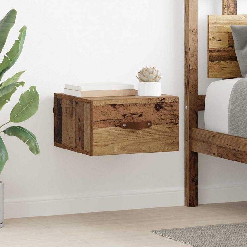 Casa si Gradina - Mobilier - Comode si corpuri - Noptiere - Noptiera suspendata Lemn Vechi 35 x 35 x 20 cm Lemn compozit - Infinity.ro