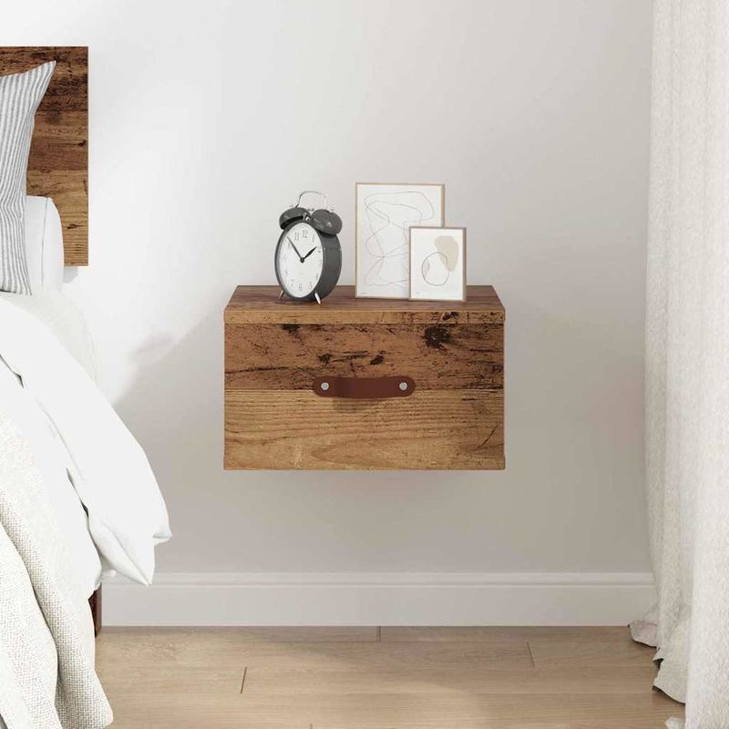 Casa si Gradina - Mobilier - Comode si corpuri - Noptiere - Noptiera suspendata Lemn Vechi 35 x 35 x 20 cm Lemn compozit - Infinity.ro