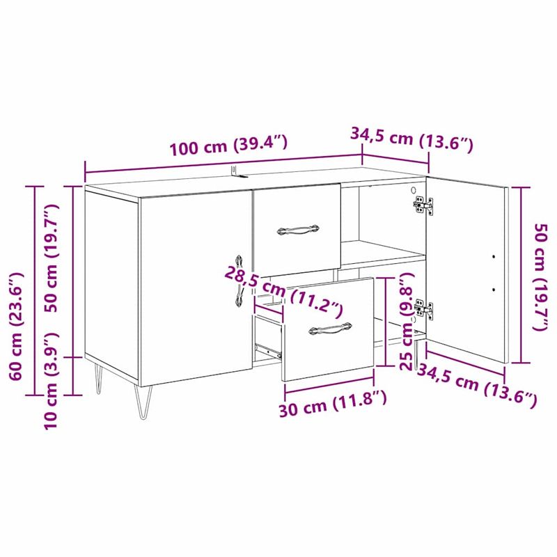 Casa si Gradina - Mobilier - Comode si corpuri - Comode - Bufet cu sertar Stejar Negru 100 x 36 x 60 cm Lemn compozit - Infinity.ro