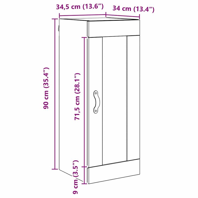 Casa si Gradina - Mobilier - Comode si corpuri - Comode - Dulap montat pe perete Lemn Vechi 34,5 x 34 x 90 cm - Infinity.ro