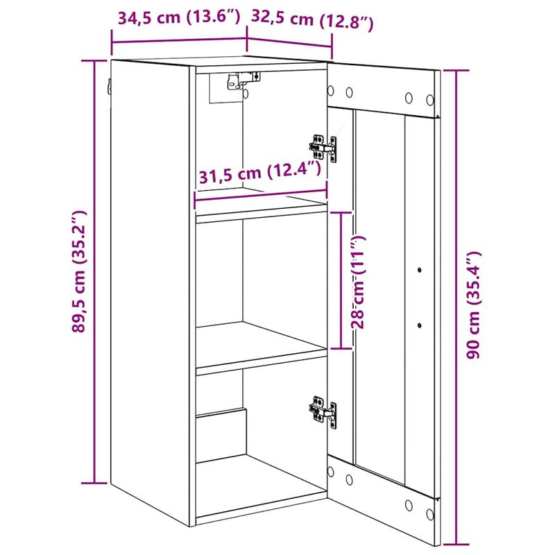 Casa si Gradina - Mobilier - Comode si corpuri - Comode - Dulap montat pe perete Lemn Vechi 34,5 x 34 x 90 cm - Infinity.ro