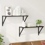 Casa si Gradina - Mobilier - Biblioteci si rafturi - Rafturi - Semele de perete cu raft 2 pcs Stejar Negru 60 x 25 x 25,5 cm - Infinity.ro