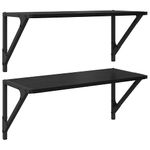 Casa si Gradina - Mobilier - Biblioteci si rafturi - Rafturi - Semele de perete cu raft 2 pcs Stejar Negru 60 x 25 x 25,5 cm - Infinity.ro