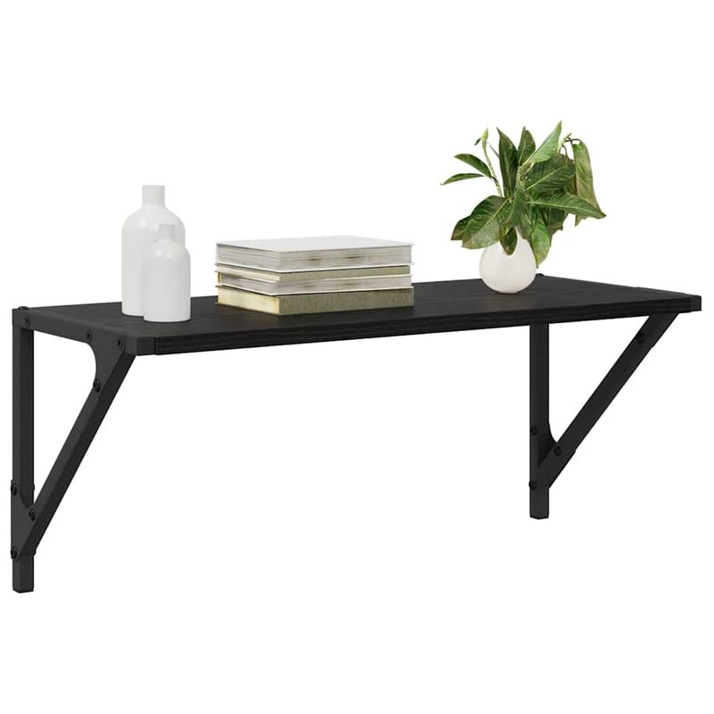 Casa si Gradina - Mobilier - Biblioteci si rafturi - Rafturi - Semele de perete cu raft 2 pcs Stejar Negru 60 x 25 x 25,5 cm - Infinity.ro