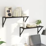Casa si Gradina - Mobilier - Biblioteci si rafturi - Rafturi - Semele de perete cu raft 2 pcs Stejar Negru 60 x 25 x 25,5 cm - Infinity.ro