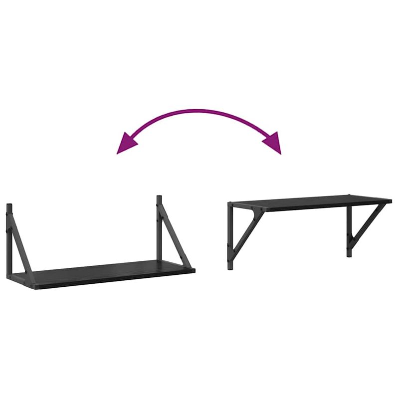 Casa si Gradina - Mobilier - Biblioteci si rafturi - Rafturi - Semele de perete cu raft 2 pcs Stejar Negru 60 x 25 x 25,5 cm - Infinity.ro