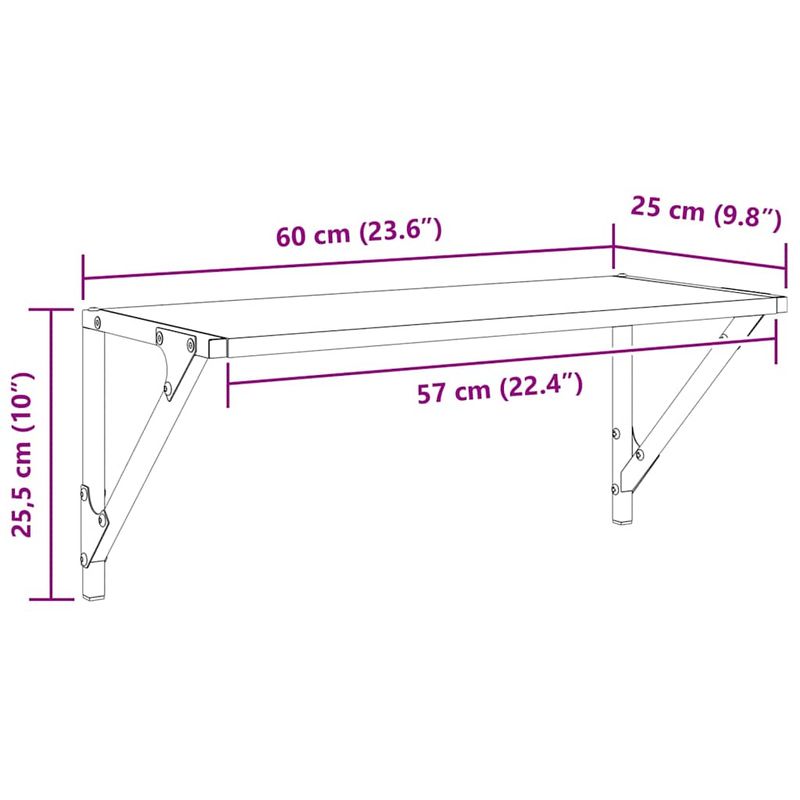 Casa si Gradina - Mobilier - Biblioteci si rafturi - Rafturi - Semele de perete cu raft 2 pcs Stejar Negru 60 x 25 x 25,5 cm - Infinity.ro