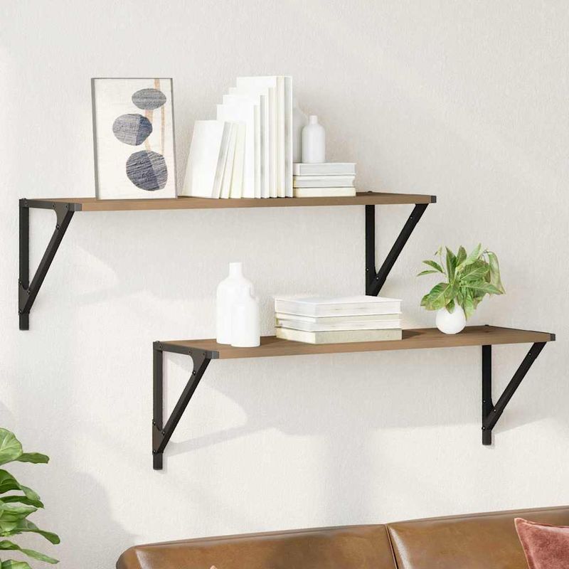Casa si Gradina - Mobilier - Biblioteci si rafturi - Rafturi - Semele de perete 2 pcs Stejar Artizanal 80 x 25 x 25,5 cm - Infinity.ro