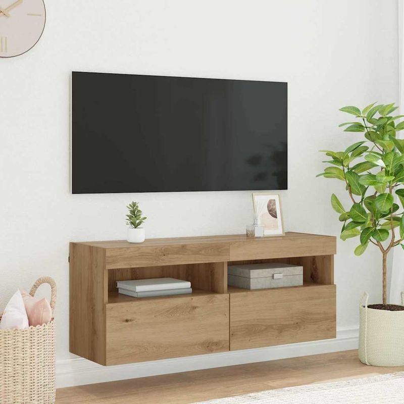 Casa si Gradina - Mobilier - Comode si corpuri - Comode - Dulap TV de perete Pe perete Stejar Artizanal 100 x 30 x 40 cm - Infinity.ro