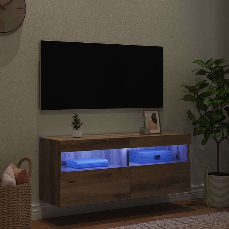Casa si Gradina - Mobilier - Comode si corpuri - Comode - Dulap TV de perete Pe perete Stejar Artizanal 100 x 30 x 40 cm - Infinity.ro