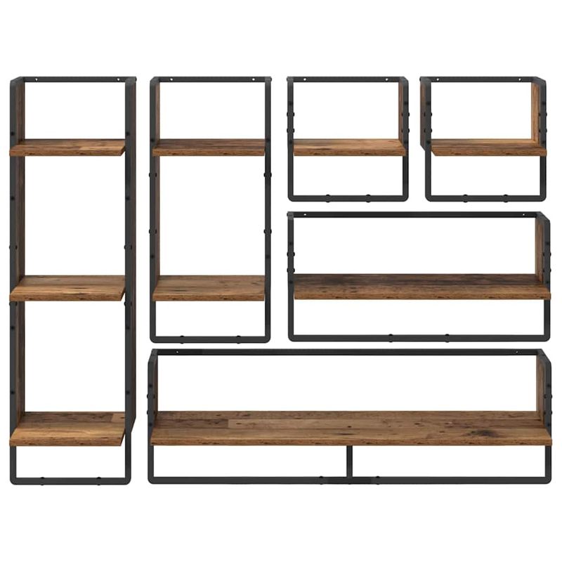 Casa si Gradina - Mobilier - Biblioteci si rafturi - Rafturi - Set rafturi de perete cu raft 6 pcs Lemn Vechi 100 x 25 x 30 cm - Infinity.ro
