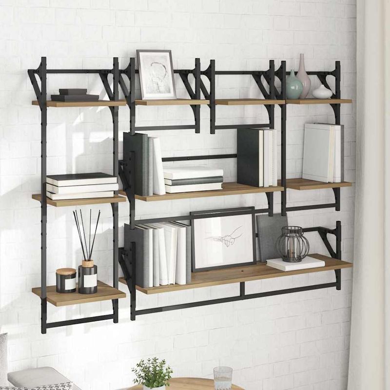 Casa si Gradina - Mobilier - Biblioteci si rafturi - Rafturi - Set rafturi de perete 6 pcs Stejar Artizanal 100 x 25 x 30 cm - Infinity.ro