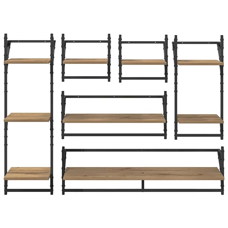 Casa si Gradina - Mobilier - Biblioteci si rafturi - Rafturi - Set rafturi de perete 6 pcs Stejar Artizanal 100 x 25 x 30 cm - Infinity.ro