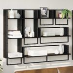 Casa si Gradina - Mobilier - Biblioteci si rafturi - Rafturi - Set rafturi de perete 6 pcs Stejar Negru 100 x 25 x 30 cm - Infinity.ro