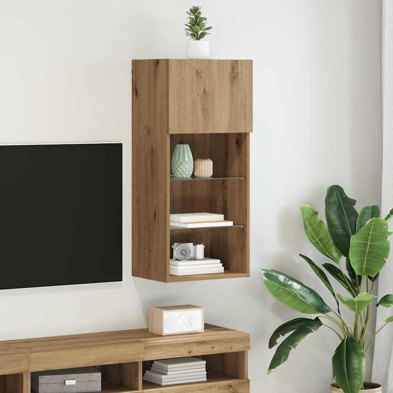 Casa si Gradina - Mobilier - Comode si corpuri - Comode - Sistem de TV montat pe perete Pe perete Stejar Artizanal - Infinity.ro