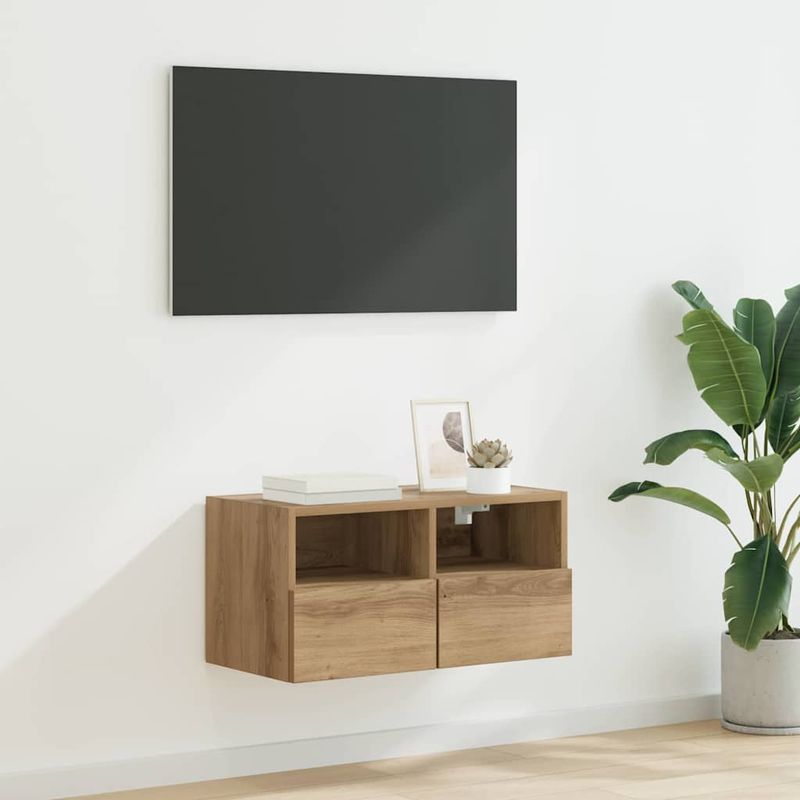 Casa si Gradina - Mobilier - Comode si corpuri - Comode - Dulap TV de perete Pe perete Stejar Artizanal 60 x 30 x 30 cm - Infinity.ro