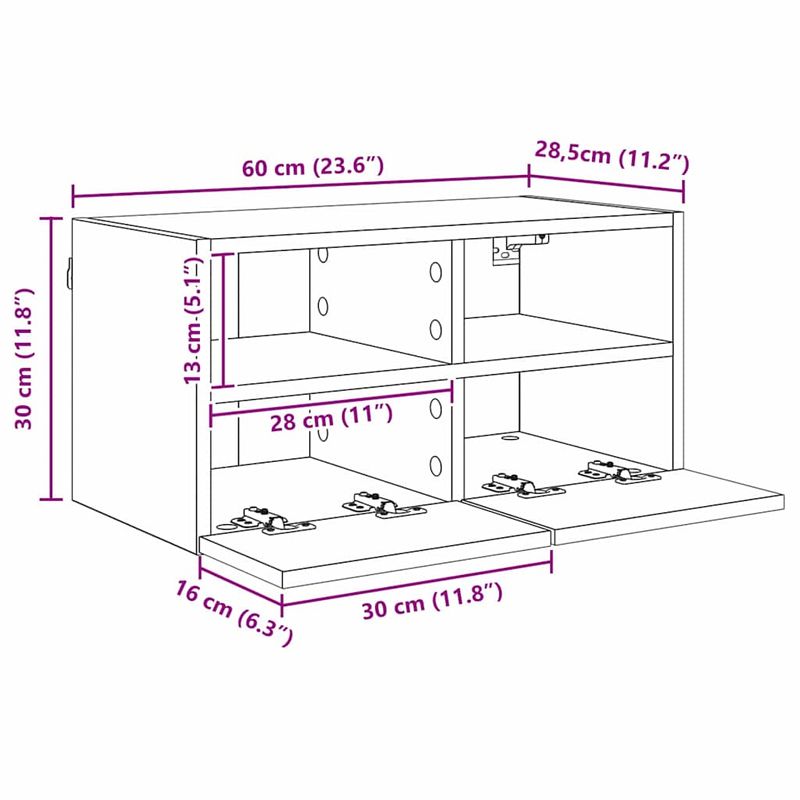 Casa si Gradina - Mobilier - Comode si corpuri - Comode - Dulap TV de perete Pe perete Stejar Artizanal 60 x 30 x 30 cm - Infinity.ro