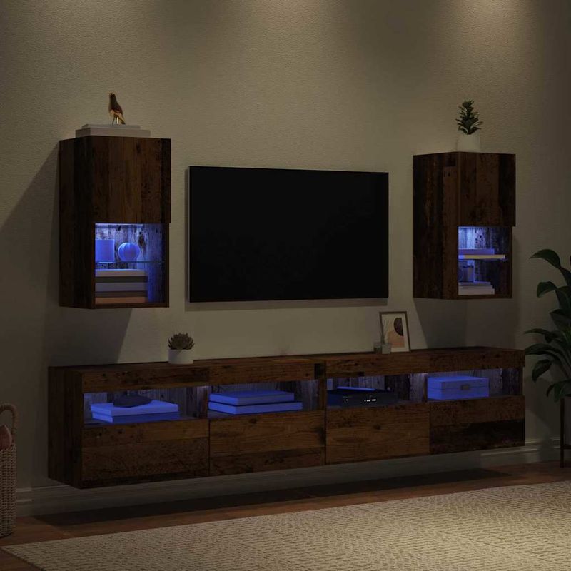 Casa si Gradina - Mobilier - Comode si corpuri - Comode - Sifonieri pentru TV montate pe perete 2 pcs Lemn Vechi - Infinity.ro