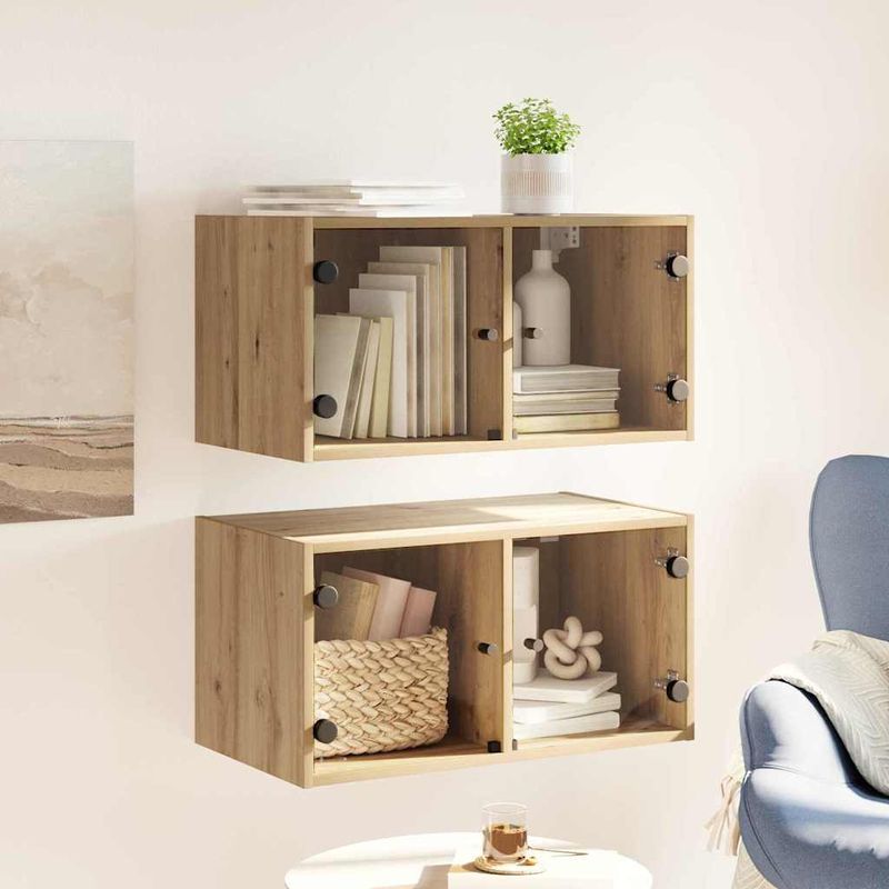 Casa si Gradina - Mobilier - Dulapuri si sifoniere - Dulapuri - Dulapuri de perete 2 pcs Stejar Artizanal 68 x 37 x 35 cm - Infinity.ro