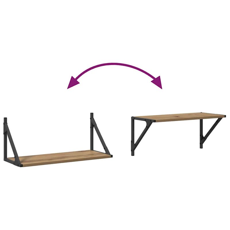 Casa si Gradina - Mobilier - Biblioteci si rafturi - Rafturi - Semele de perete 2 pcs Stejar Artizanal 60 x 25 x 25,5 cm - Infinity.ro
