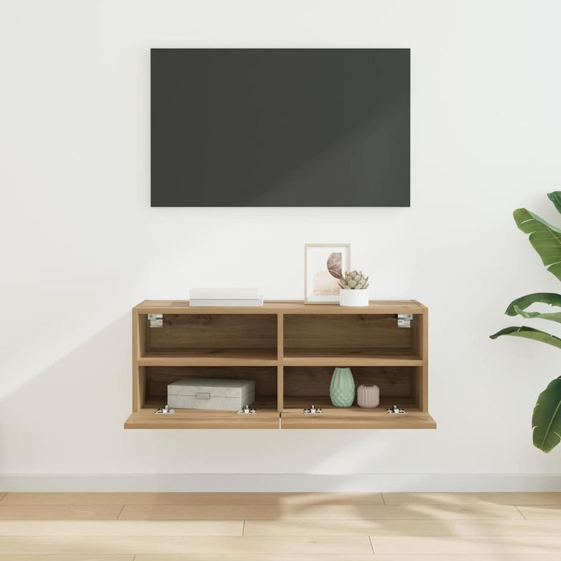 Casa si Gradina - Mobilier - Comode si corpuri - Comode - Dulap TV de perete Pe perete Stejar Artizanal 80 x 30 x 30 cm - Infinity.ro