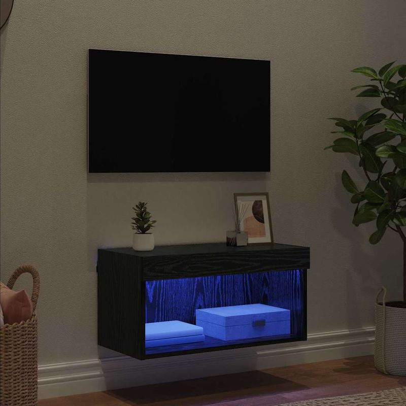 Casa si Gradina - Mobilier - Comode si corpuri - Comode - Cabinet TV Pe perete Stejar Negru 60 x 30 x 30 cm Lemn compozit - Infinity.ro