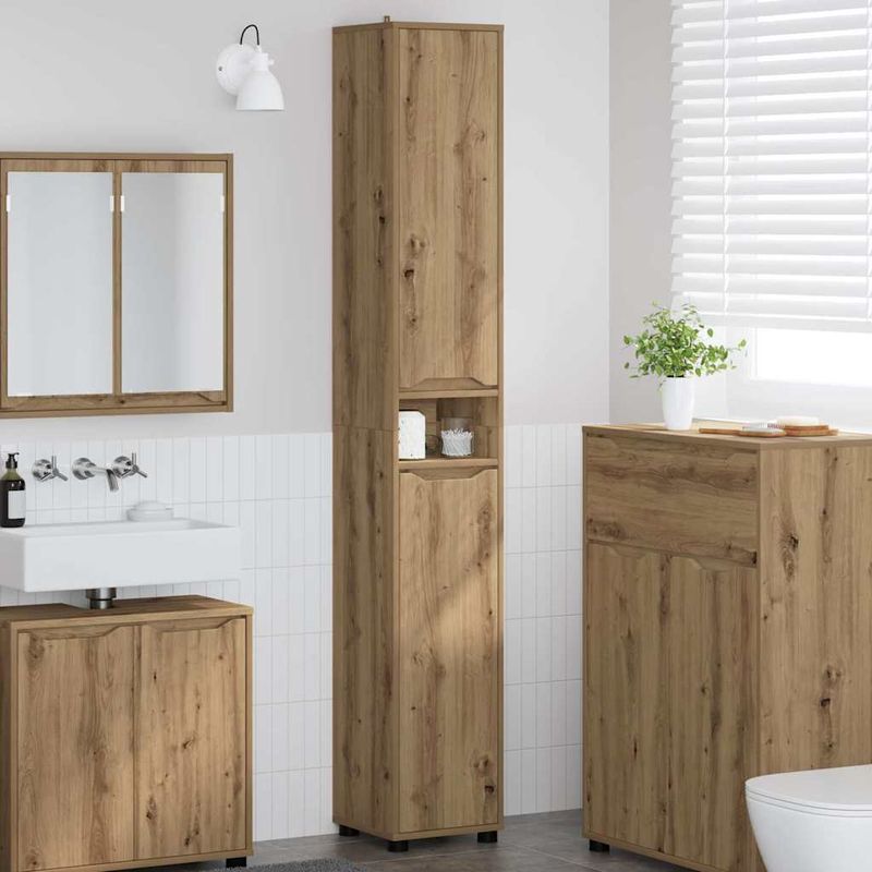 Casa si Gradina - Mobilier - Mobilier baie - Corpuri baie - Dulap de Baie Stejar Artizanal 30,5 x 30 x 195 cm Lemn compozit - Infinity.ro